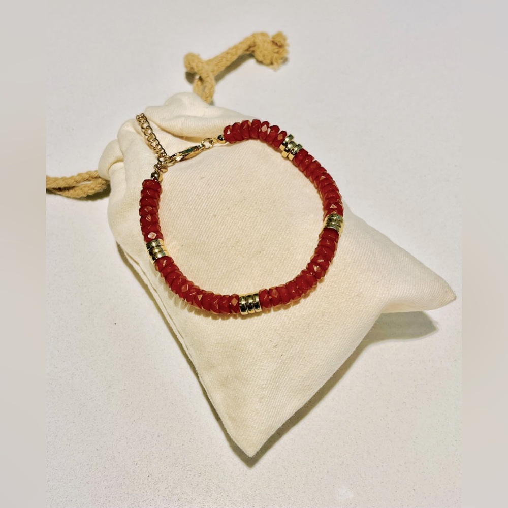 🌼FREE PEOPLE Boho Gold & Carnelian Bracelet